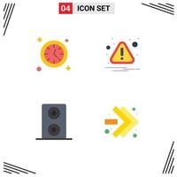 4 User Interface Flat Icon Pack of modern Signs and Symbols of watch fast forward alert attention 5 Editable Vector Design Elements