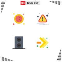 4 User Interface Flat Icon Pack of modern Signs and Symbols of watch fast forward alert attention 5 Editable Vector Design Elements