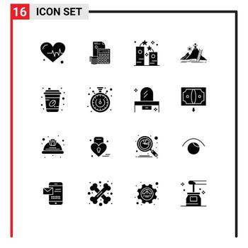 16 Solid Glyph concept for Websites Mobile and Apps development success calculator party firework Editable Vector Design Elements