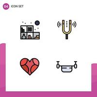Universal Icon Symbols Group of 4 Modern Filledline Flat Colors of home love concert pitch like Editable Vector Design Elements