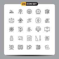 25 Thematic Vector Lines and Editable Symbols of user seo search coins bangladeshi Editable Vector Design Elements