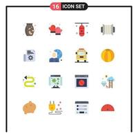 Modern Set of 16 Flat Colors and symbols such as folder music punching bag instrument accordion Editable Pack of Creative Vector Design Elements