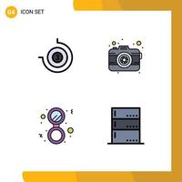 Stock Vector Icon Pack of 4 Line Signs and Symbols for count down mirror camera lens admin Editable Vector Design Elements