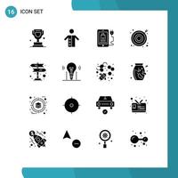 16 User Interface Solid Glyph Pack of modern Signs and Symbols of road trip target priest business plug Editable Vector Design Elements