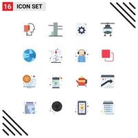 16 Thematic Vector Flat Colors and Editable Symbols of radio world file globe vehicles Editable Pack of Creative Vector Design Elements