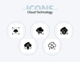 Cloud Technology Glyph Icon Pack 5 Icon Design. promotion. megaphone. arrow. network. data vector