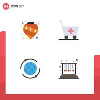 Set of 4 Commercial Flat Icons pack for balls marketing decoration medical movement Editable Vector Design Elements