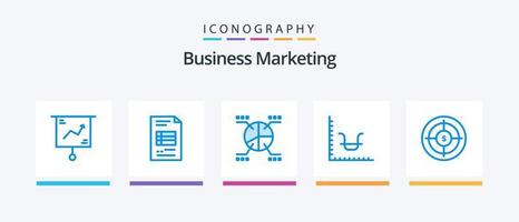 Business Marketing Blue 5 Icon Pack Including graph. business. business. pie. Creative Icons Design vector