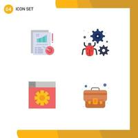 Modern Set of 4 Flat Icons and symbols such as analytics web design bug setting Editable Vector Design Elements