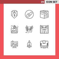 Universal Icon Symbols Group of 9 Modern Outlines of agriculture love box day shipping Editable Vector Design Elements