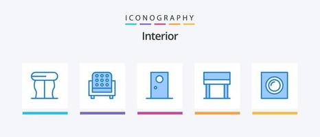 Interior Blue 5 Icon Pack Including light. interior. entrance. table. desk. Creative Icons Design vector