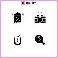 Mobile Interface Solid Glyph Set of Pictograms of clipboard magnet tactic image attracting Editable Vector Design Elements