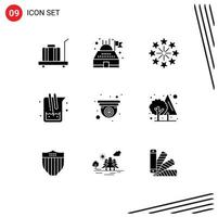 Editable Vector Line Pack of 9 Simple Solid Glyphs of camera lab firework study medicine Editable Vector Design Elements