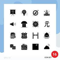 16 Universal Solid Glyphs Set for Web and Mobile Applications volume sound fire christian cross catholic Editable Vector Design Elements