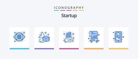 puesta en marcha azul 5 5 icono paquete incluso móvil. hacer clic móvil. datos. archivo. documentos. creativo íconos diseño vector