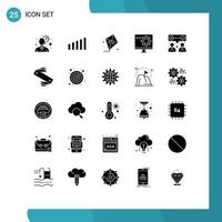 Set of 25 Vector Solid Glyphs on Grid for team work our spring corporate development Editable Vector Design Elements