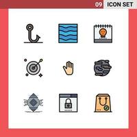 9 Creative Icons Modern Signs and Symbols of gestures arrow calendar aim holidays Editable Vector Design Elements