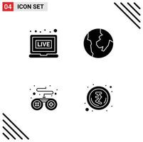 Set of 4 Modern UI Icons Symbols Signs for broadcasting money world device Layer 1 Editable Vector Design Elements