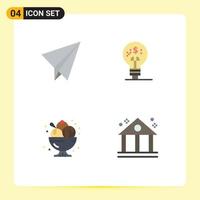 Pack of 4 creative Flat Icons of paper ice cream fintech innovation idea sweet Editable Vector Design Elements