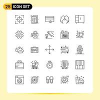 Group of 25 Modern Lines Set for home men finance male hipster Editable Vector Design Elements