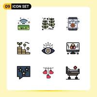 Pictogram Set of 9 Simple Filledline Flat Colors of investment money app investment finance Editable Vector Design Elements