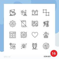 16 Outline concept for Websites Mobile and Apps cursor space acumulator science bound Editable Vector Design Elements