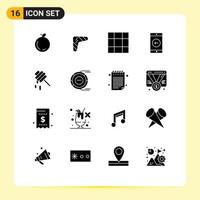 Modern Set of 16 Solid Glyphs and symbols such as honey bee weapon left mobile Editable Vector Design Elements