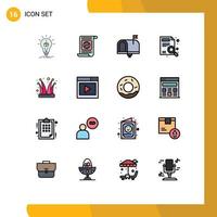 Flat Color Filled Line Pack of 16 Universal Symbols of report find world in box contact us Editable Creative Vector Design Elements