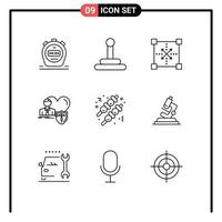 Modern Set of 9 Outlines Pictograph of meatball fast food programing heart home Editable Vector Design Elements