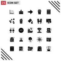 Mobile Interface Solid Glyph Set of 25 Pictograms of wash cooking bag trash equipment Editable Vector Design Elements