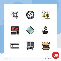 universal icono símbolos grupo de 9 9 moderno línea de relleno plano colores de símbolos firmar India la seguridad oficina editable vector diseño elementos