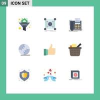User Interface Pack of 9 Basic Flat Colors of sport ball data communication telephone Editable Vector Design Elements