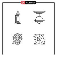 Set of 4 Vector Filledline Flat Colors on Grid for feeder light baby furniture globe Editable Vector Design Elements