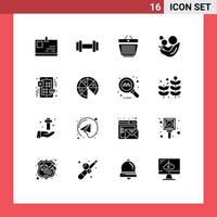 User Interface Pack of 16 Basic Solid Glyphs of ui grid shopping heart kids Editable Vector Design Elements