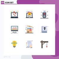 9 Universal Flat Color Signs Symbols of stats dashboard devices processing storage Editable Vector Design Elements