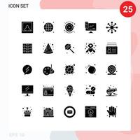 Set of 25 Modern UI Icons Symbols Signs for snow server clock pc monitor Editable Vector Design Elements