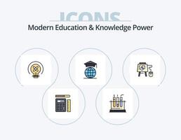 Modern Education And Knowledge Power Line Filled Icon Pack 5 Icon Design. certificate. idea. knowledge. energy. notebook vector