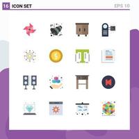 Modern Set of 16 Flat Colors Pictograph of dividends equipment drawer electronic devices Editable Pack of Creative Vector Design Elements