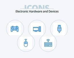 Devices Blue Icon Pack 5 Icon Design. charge. server. controller. pc. computer vector