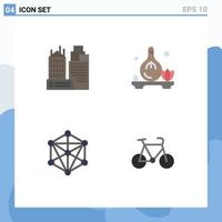 4 Thematic Vector Flat Icons and Editable Symbols of building language work spa machine Editable Vector Design Elements