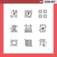 9 Outline concept for Websites Mobile and Apps technology internet grid welder man Editable Vector Design Elements