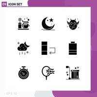 Stock Vector Icon Pack of 9 Line Signs and Symbols for data weather angry ui cloud Editable Vector Design Elements