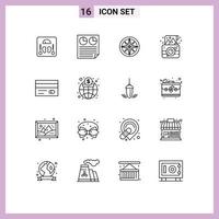 Modern Set of 16 Outlines and symbols such as photo camera report birthday navigator Editable Vector Design Elements