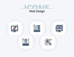 web diseño línea lleno icono paquete 5 5 icono diseño. lista. digital. navegador. computadora. lista vector