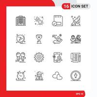 16 Universal Outlines Set for Web and Mobile Applications world knife computers cutlery blood Editable Vector Design Elements