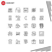 25 Thematic Vector Lines and Editable Symbols of service cutlery code new year chinese Editable Vector Design Elements