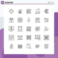 Set of 25 Modern UI Icons Symbols Signs for comments chat sale advertisement hardware devices Editable Vector Design Elements