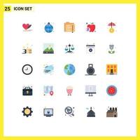 Pack of 25 Modern Flat Colors Signs and Symbols for Web Print Media such as food fruit world apple file Editable Vector Design Elements