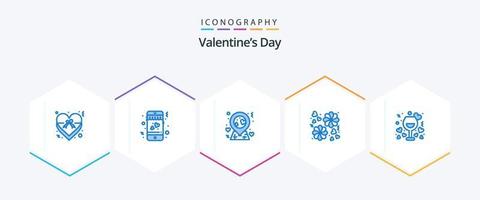 Valentines Day 25 Blue icon pack including wine. night. love. love. love vector