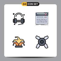 Universal Icon Symbols Group of 4 Modern Filledline Flat Colors of customer sound music controller crown Editable Vector Design Elements